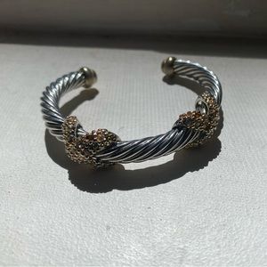 Silver and gold twisted cuff bracelet
